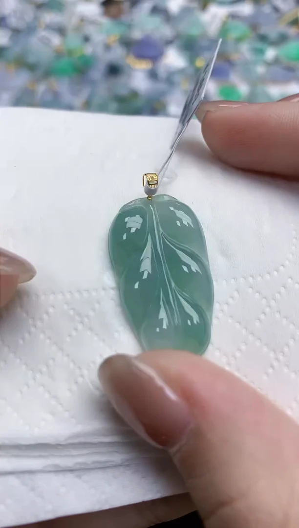 【闪购商品】翡翠颈饰18K金镶嵌天然缅甸翡翠A货