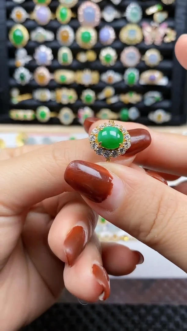 银S925镶嵌戒指翡翠450