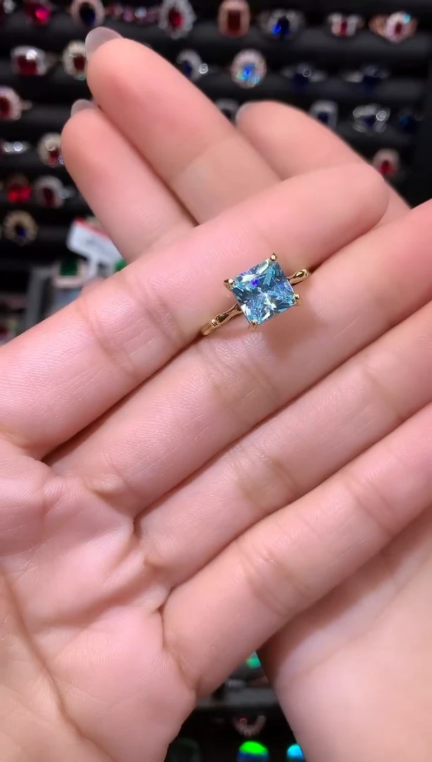 【闪购商品】海蓝宝石戒圈银S925镶嵌8