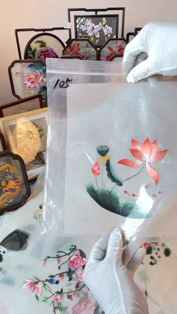 织绣纯手工苏绣双面绣绣布105