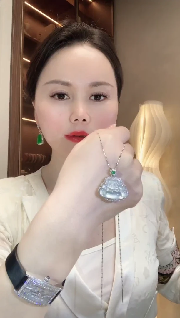 翡翠18K金镶嵌吊坠(不含链)C65