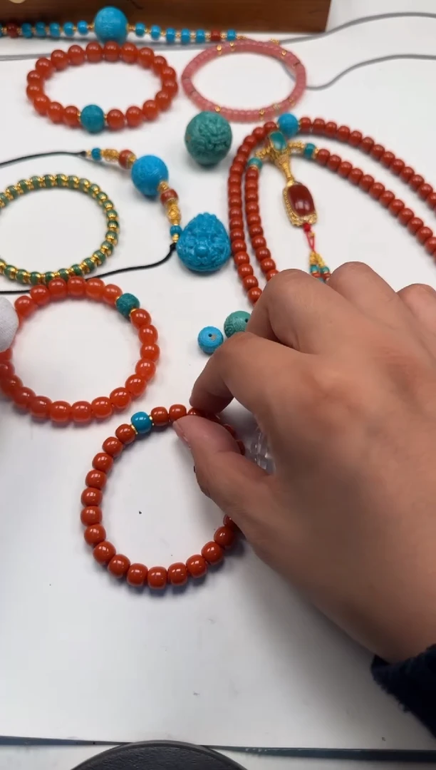 18K金镶嵌手串手串南红玛瑙月*～手串手串