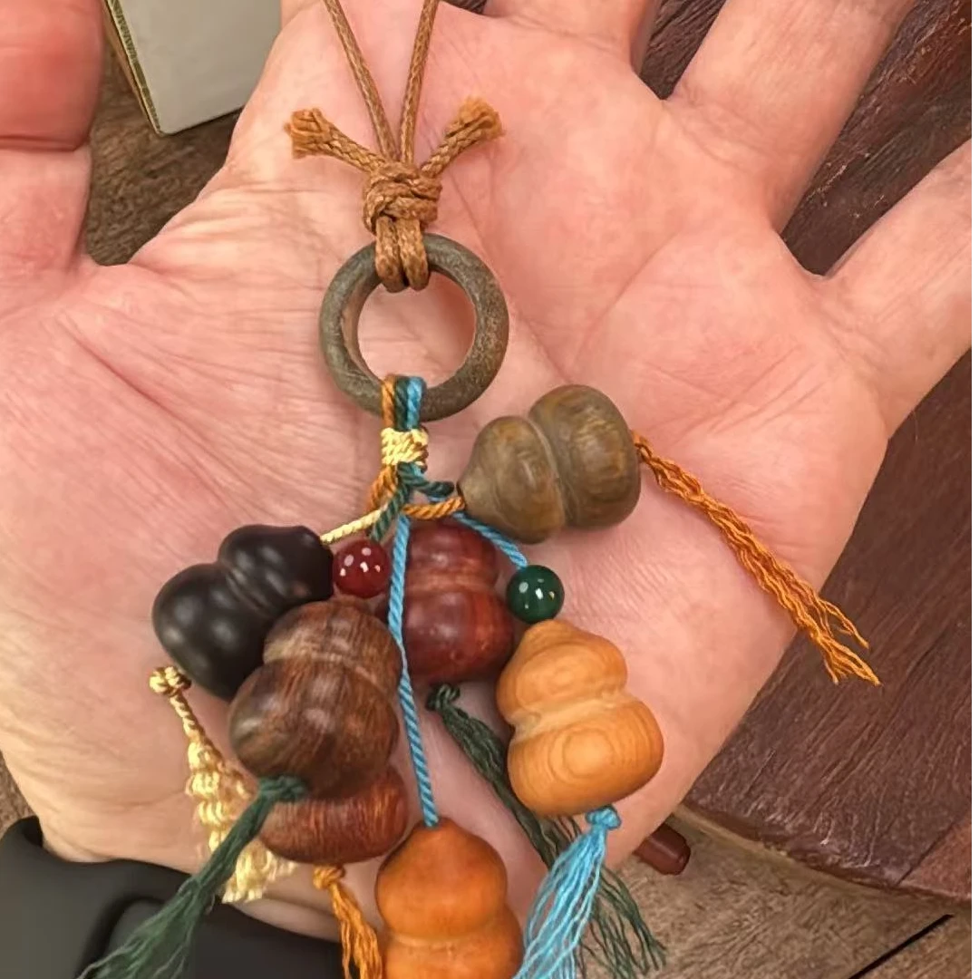 【七个葫芦娃】木质挂件 手工编织中式短款手绳包挂防丢百搭