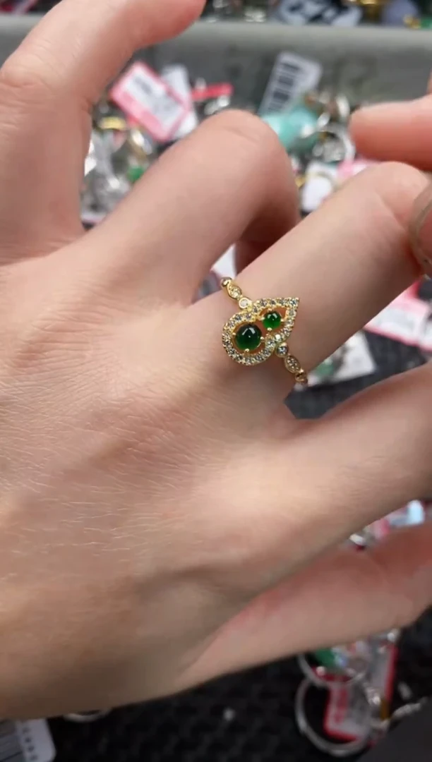 银S925镶嵌戒指翡翠11              10