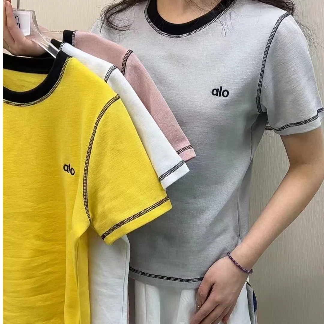 春夏新款撞色领口字母印花短袖T恤66271