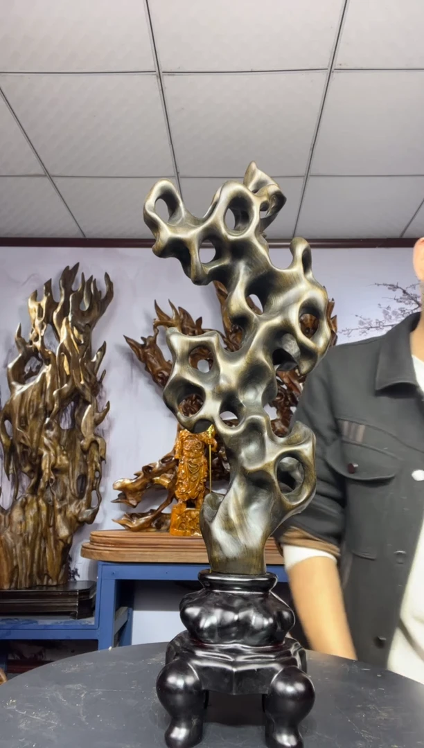 金丝楠木雕款焱**燚金丝楠木工艺品摆件