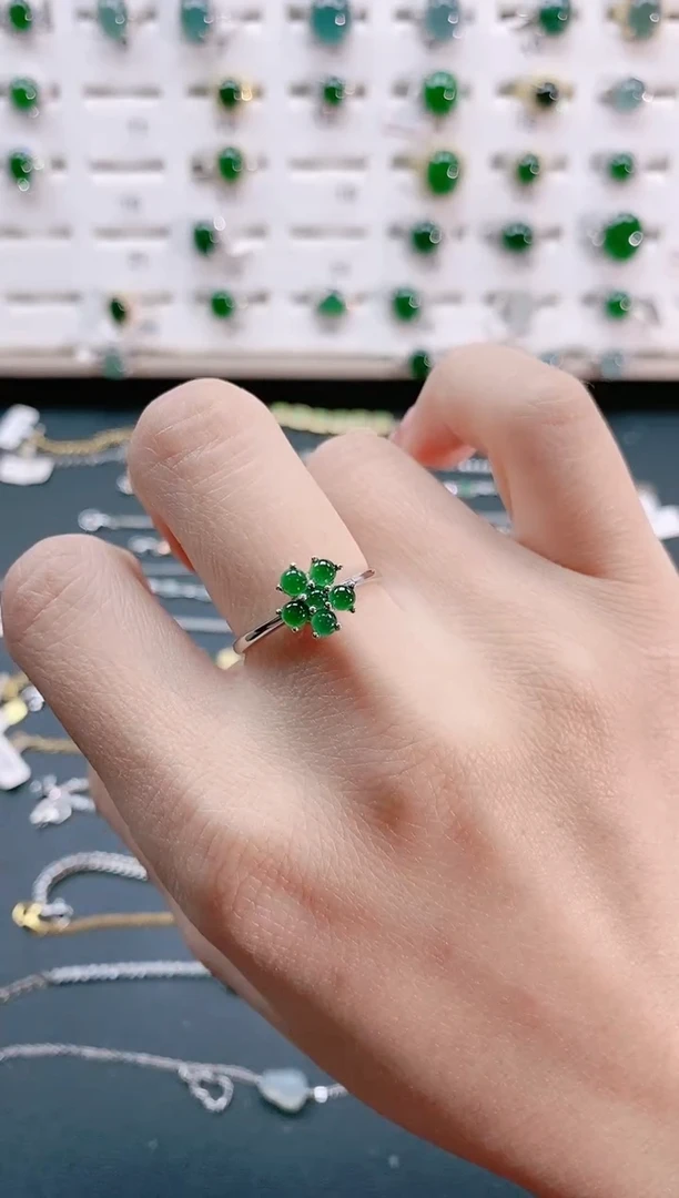 【闪购商品】翡翠戒指银S925镶嵌天然翡翠