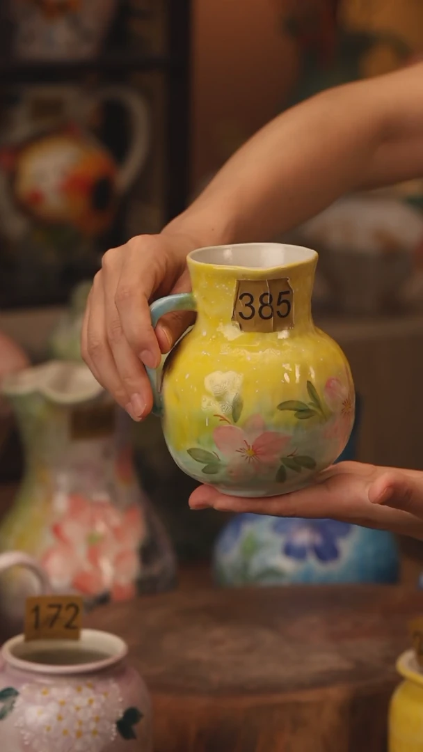 陶瓷385景德镇设计师手作花器摆件侘寂风