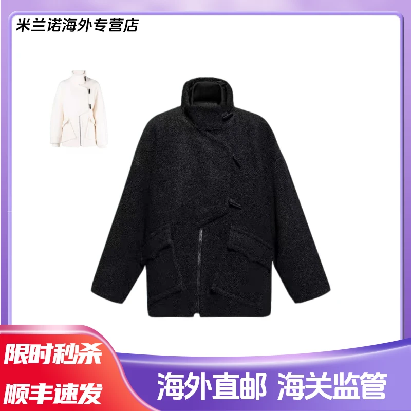 GANNI不对称套扣设计立领羊毛外套女款秋冬氛围感高级感保暖显瘦