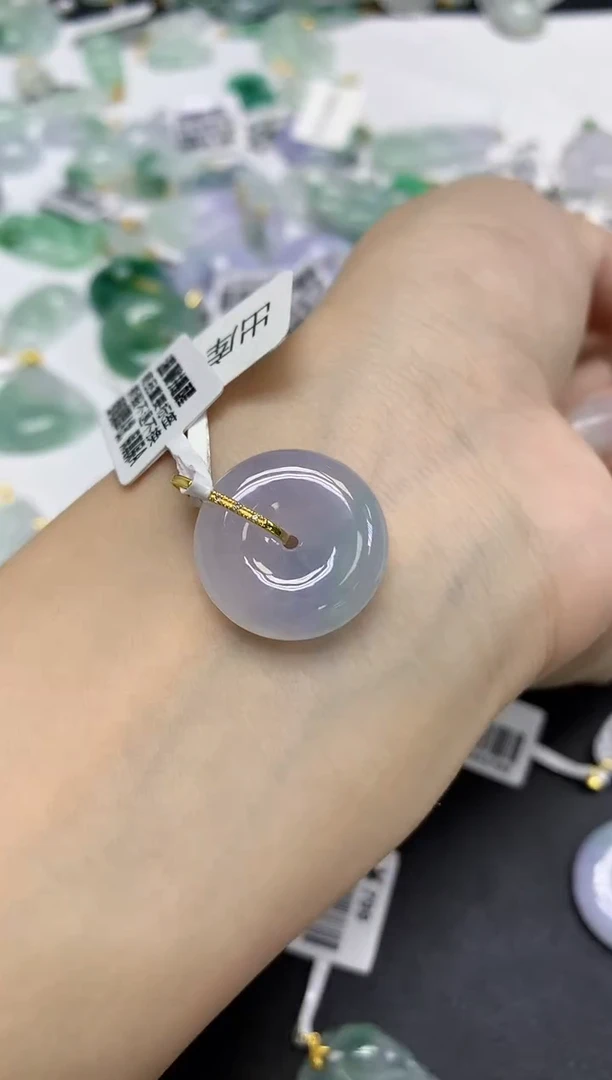 颈饰18K金镶嵌翡翠天然缅甸翡翠A货百元以上9元证书费自理