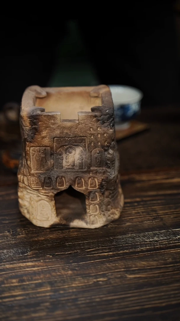 全手工制作 重工 南蛮 佛龛 耐火紫砂炉 h13cm