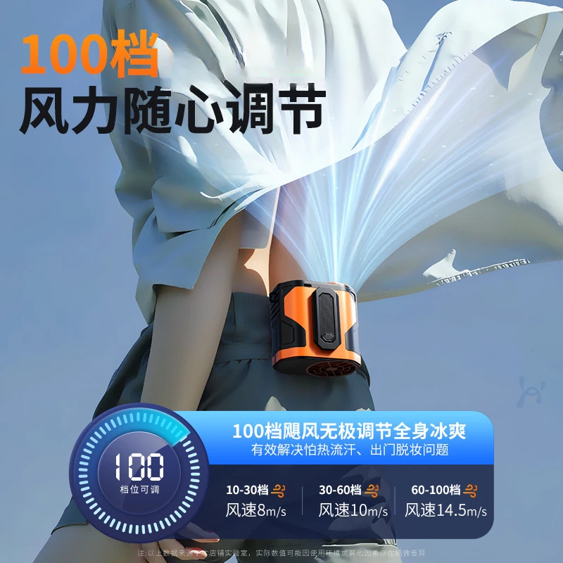 户外usb高速便携式工地风扇充电宝照明挂腰风扇挂脖续航72小时