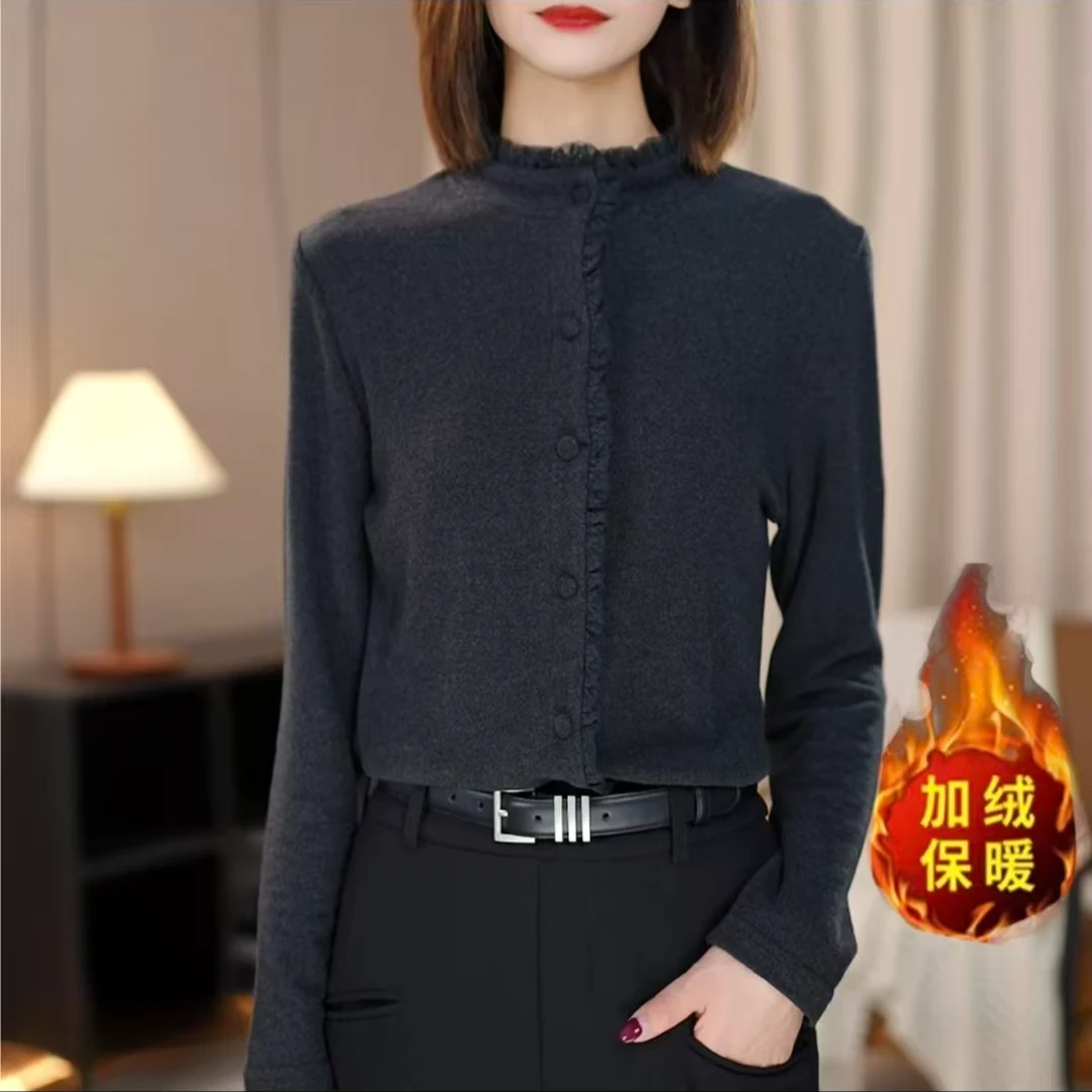 秋冬新款精致花边设计感女款秋装爆款打底衫内搭百搭5591