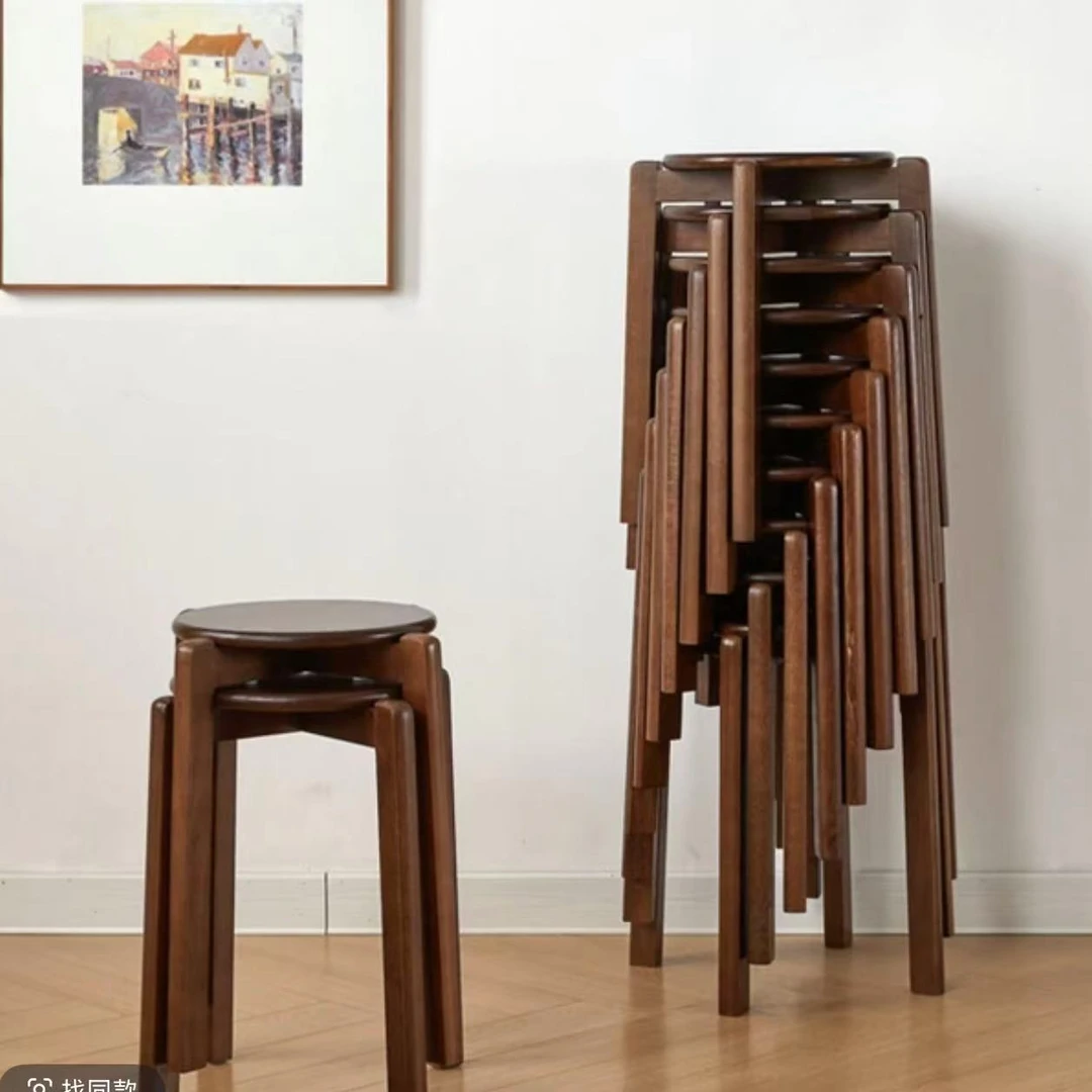 实木餐厅实用时尚餐凳可叠放客厅餐桌凳简约家用凳子家具小凳结实
