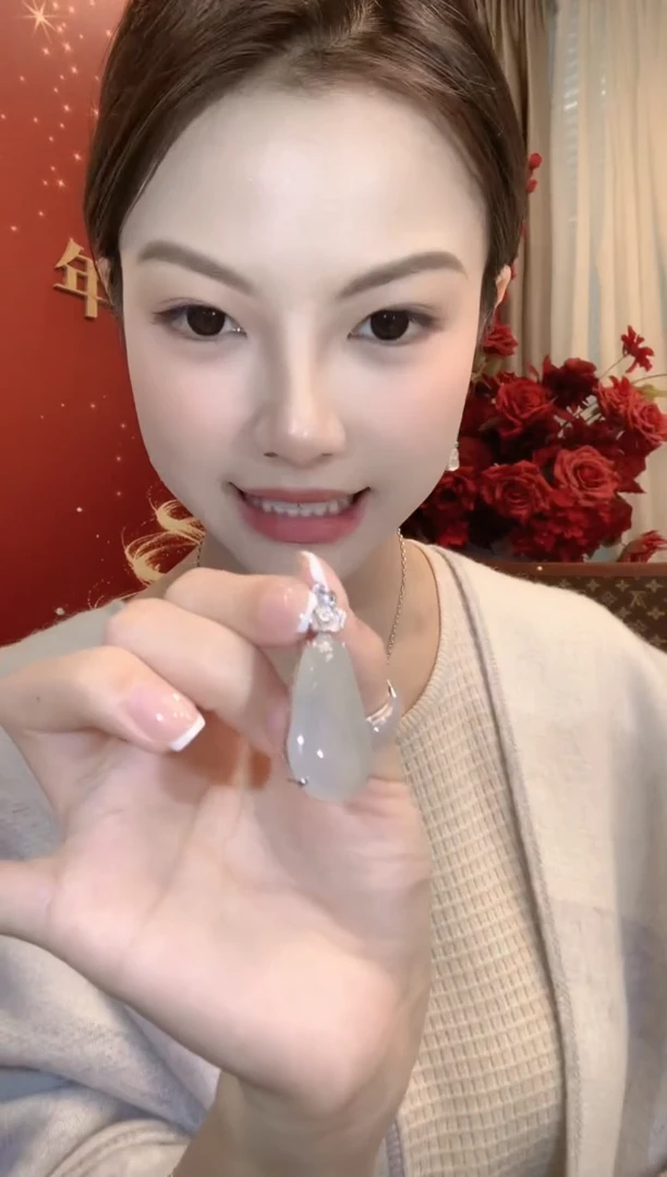 吊坠(不含链)18K金镶嵌翡翠a34