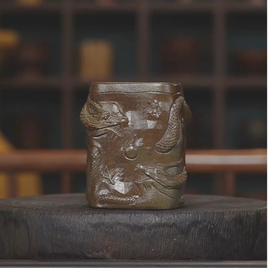 手工杯217 | 宜兴紫砂  柴烧龙杯