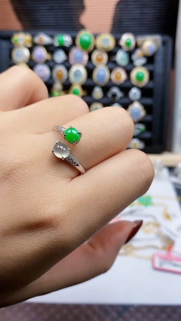 银S925镶嵌戒指翡翠105