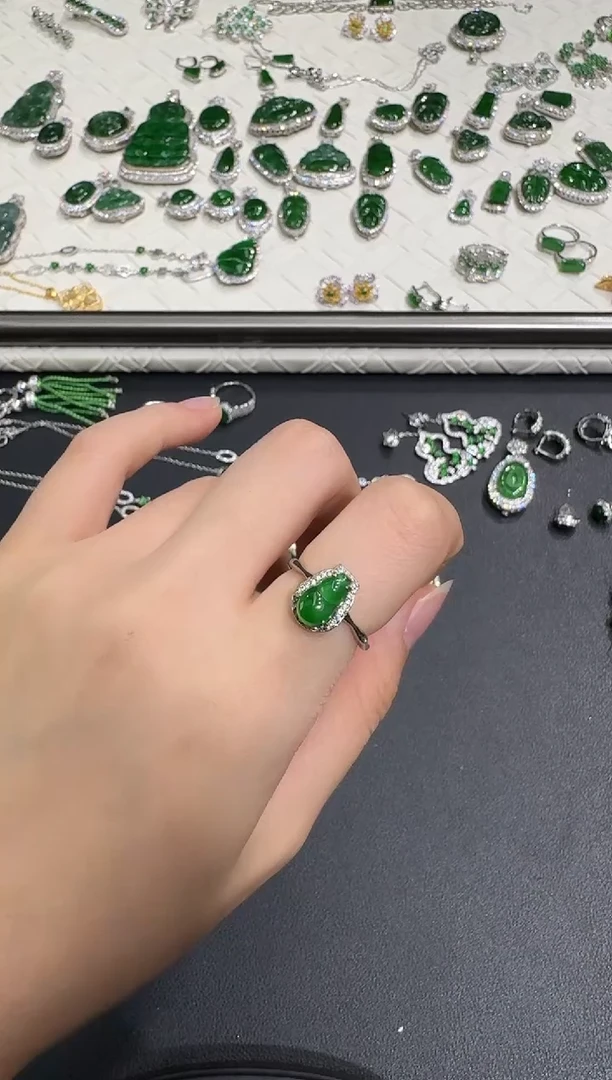 银S925镶嵌戒指翡翠X1120-886-255