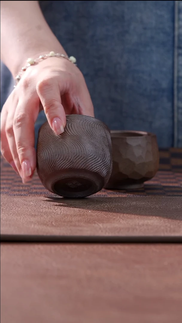 裸烧铁胎水纹主人杯