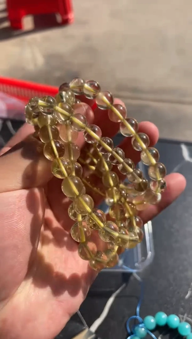 【闪购商品】黄晶手串卡8mm+银S925镶嵌天然黄水晶手串多样性发一