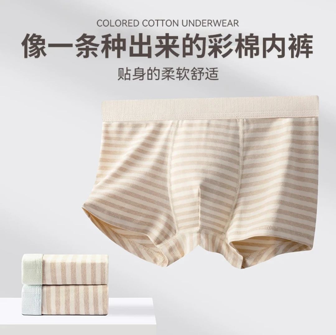 男士内裤10A抗菌棉平角裤中腰透气网孔底裆无印染彩棉四角内裤男