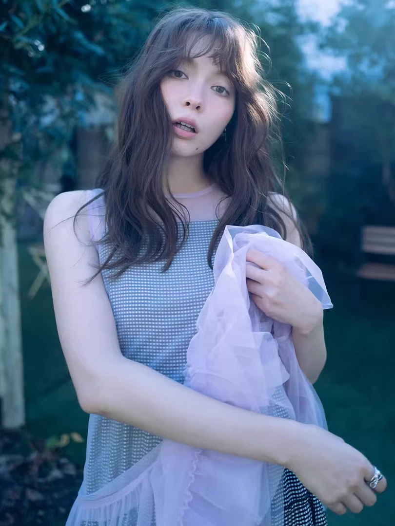 【FaFa】日系 F 八木演绎 薄纱拼接格子吊带连衣裙797020768908