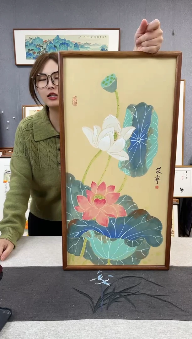 【闪购商品】国画手写手绘带框作品-35*68-