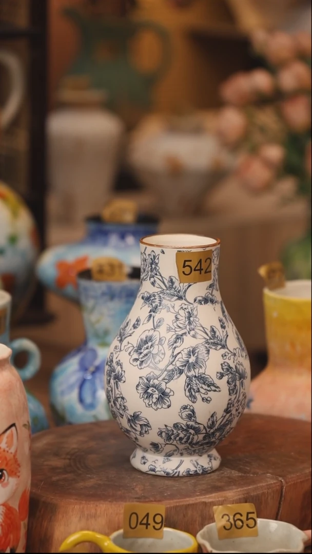 陶瓷542景德镇设计师手作花器摆件侘寂风