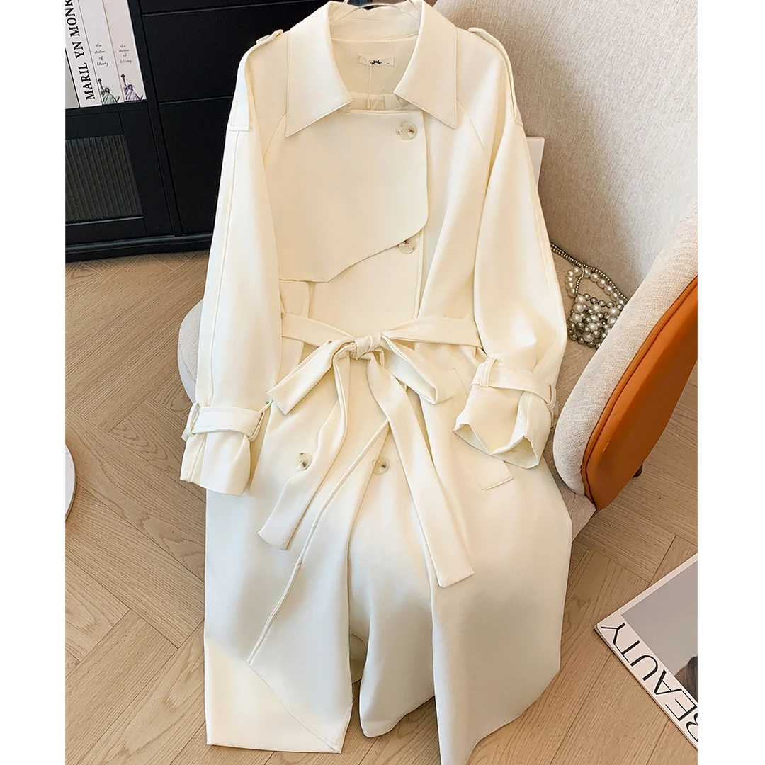 YH-66465大码女装胖mm高级气质英伦风长款风衣春秋收腰大衣外套