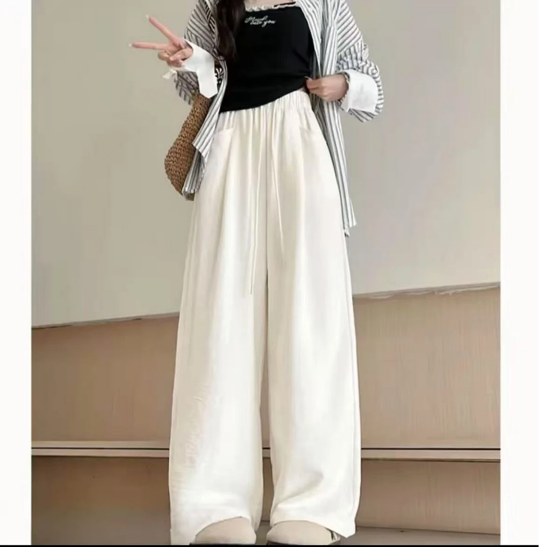 新款春夏肌理感奶芙山本阔腿裤