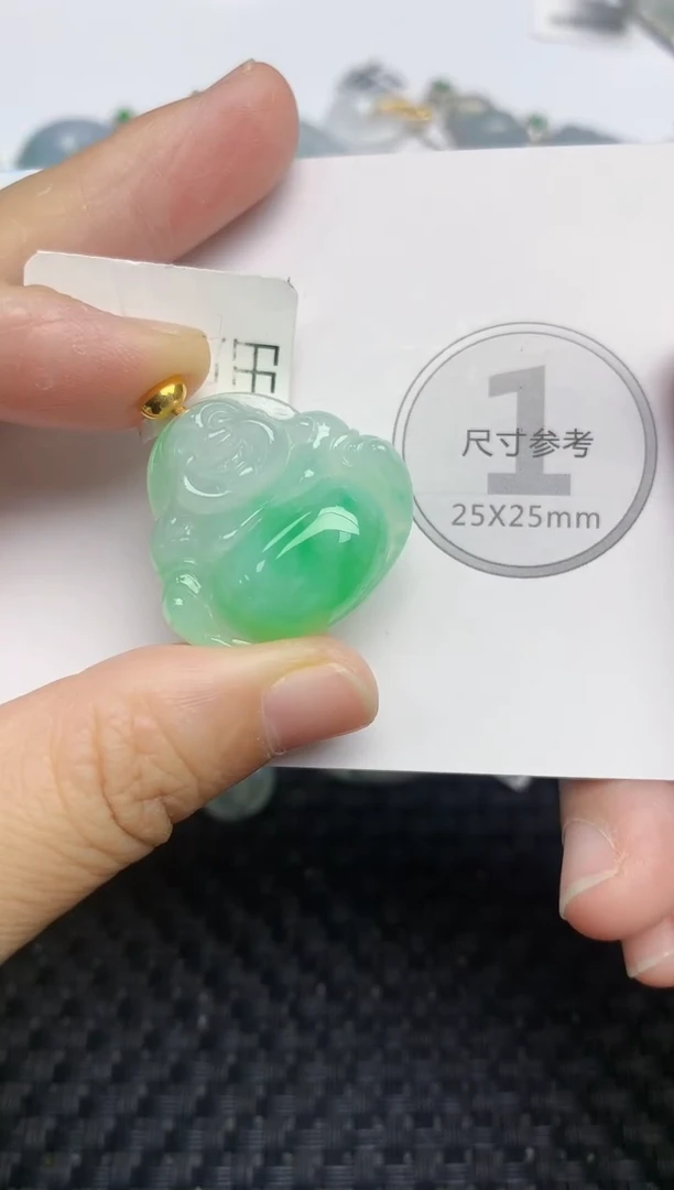 颈饰18K金镶嵌翡翠天然缅甸A货翡翠百元以上9元证书费自理