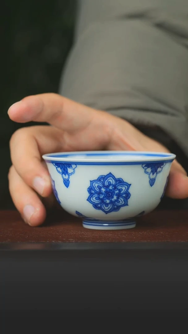 陶瓷景雅柴窑团花主人杯