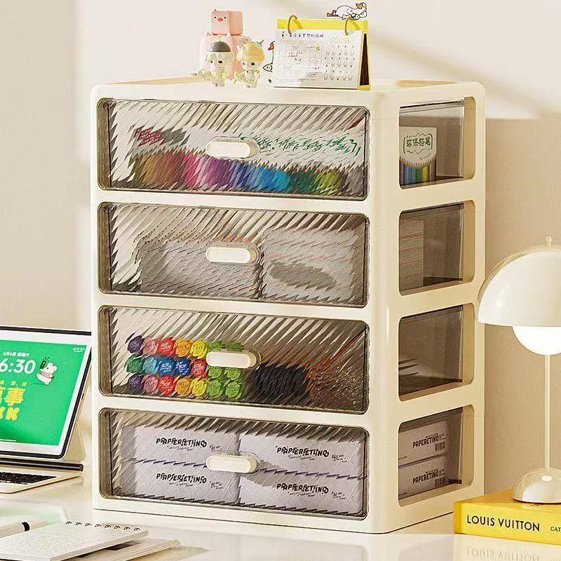 桌面多层收纳盒抽屉式化妆品防尘办公室透明置物架学生宿舍整理盒