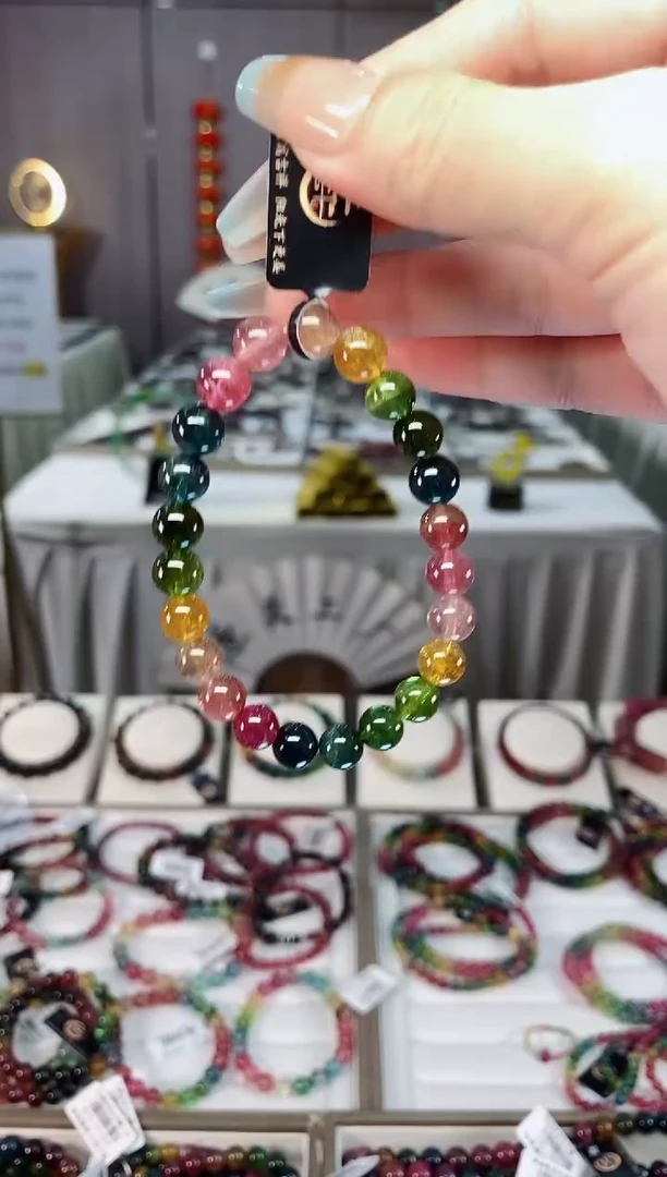 未镶嵌收藏级老矿碧玺单圈手串8mm+碧玺mz多样性发一条