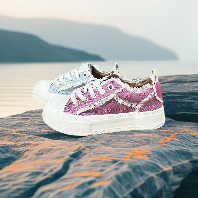 214001春夏新款厚底毛边乞丐帆布鞋男女百搭休闲鞋板鞋