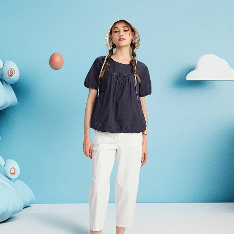 【水淼】0604夏季纯棉百搭纯色套头衫