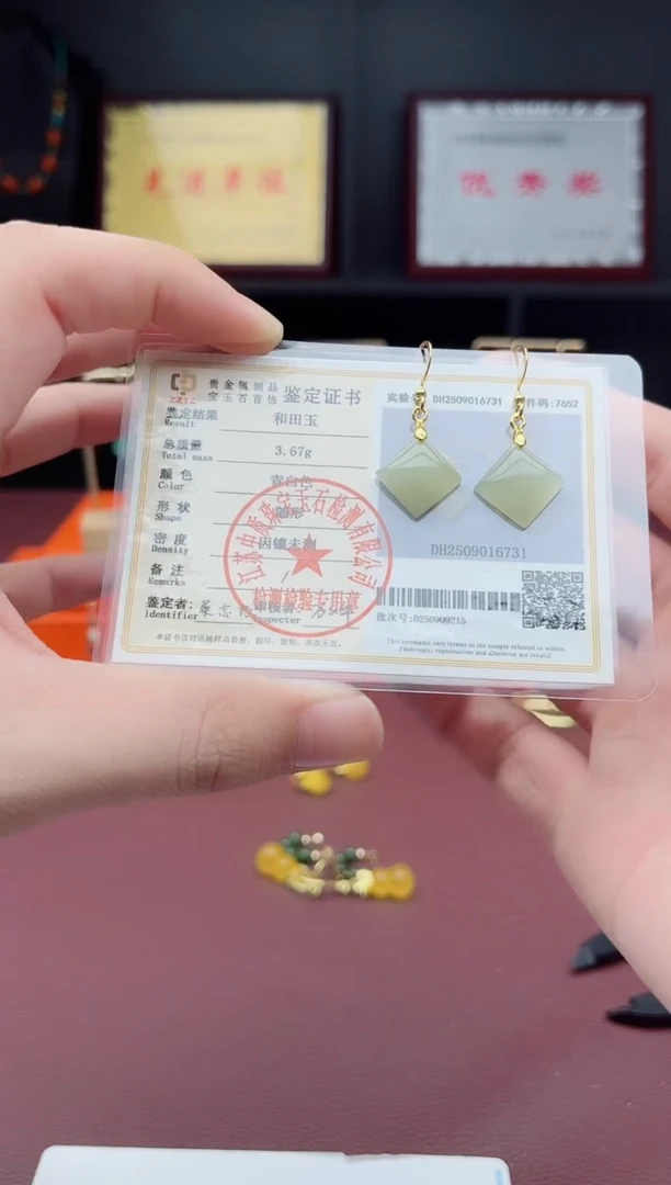银S925镶嵌和田玉耳饰X14
