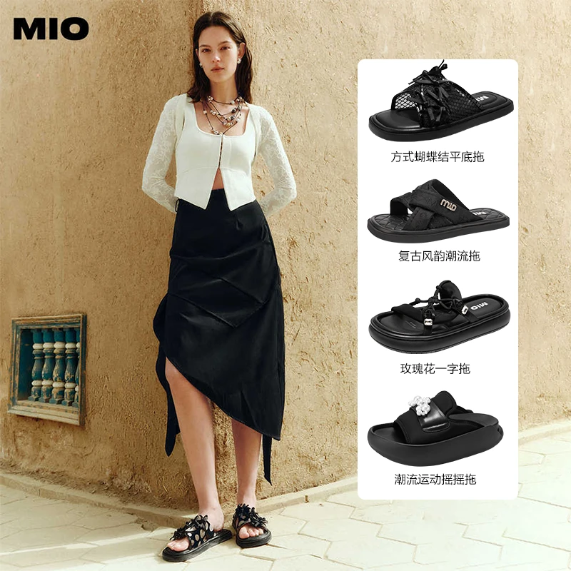 【359福利款拖鞋】MIO米奥夏季休闲舒适织物厚底拖鞋女百搭