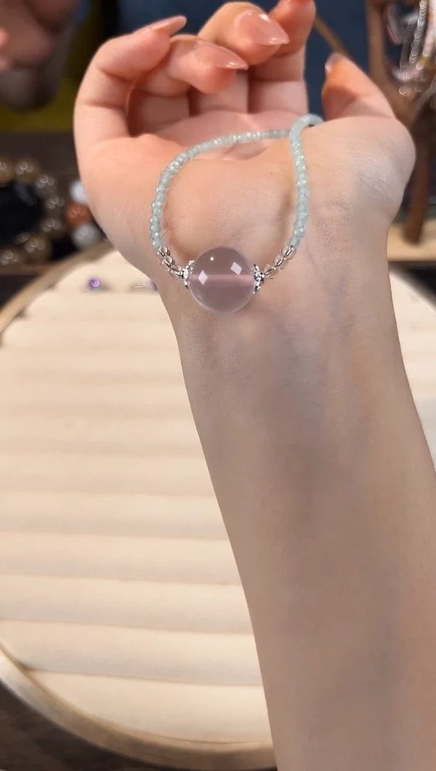手链未镶嵌水晶粉水蓝尖晶