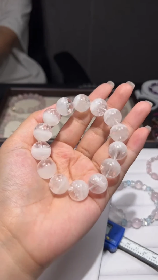 未镶嵌手链水晶白幽灵聚宝盆15mm手串