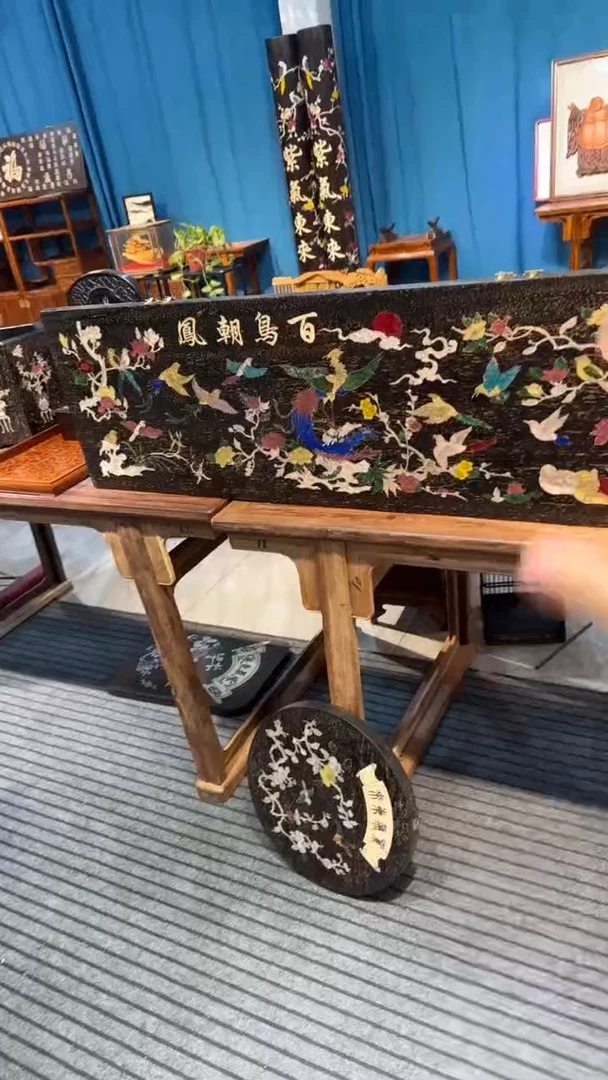 木紫檀螺钿百鸟朝凤牌匾邵氏紫檀木艺