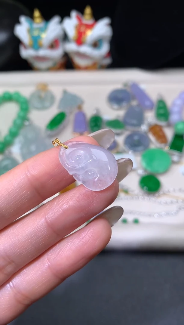 吊坠(不含链)18K金镶嵌翡翠翡翠