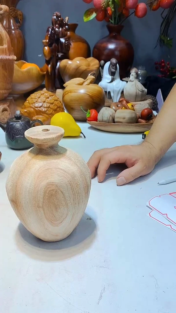 香樟木A22原木拉丝花器/尺寸12*16