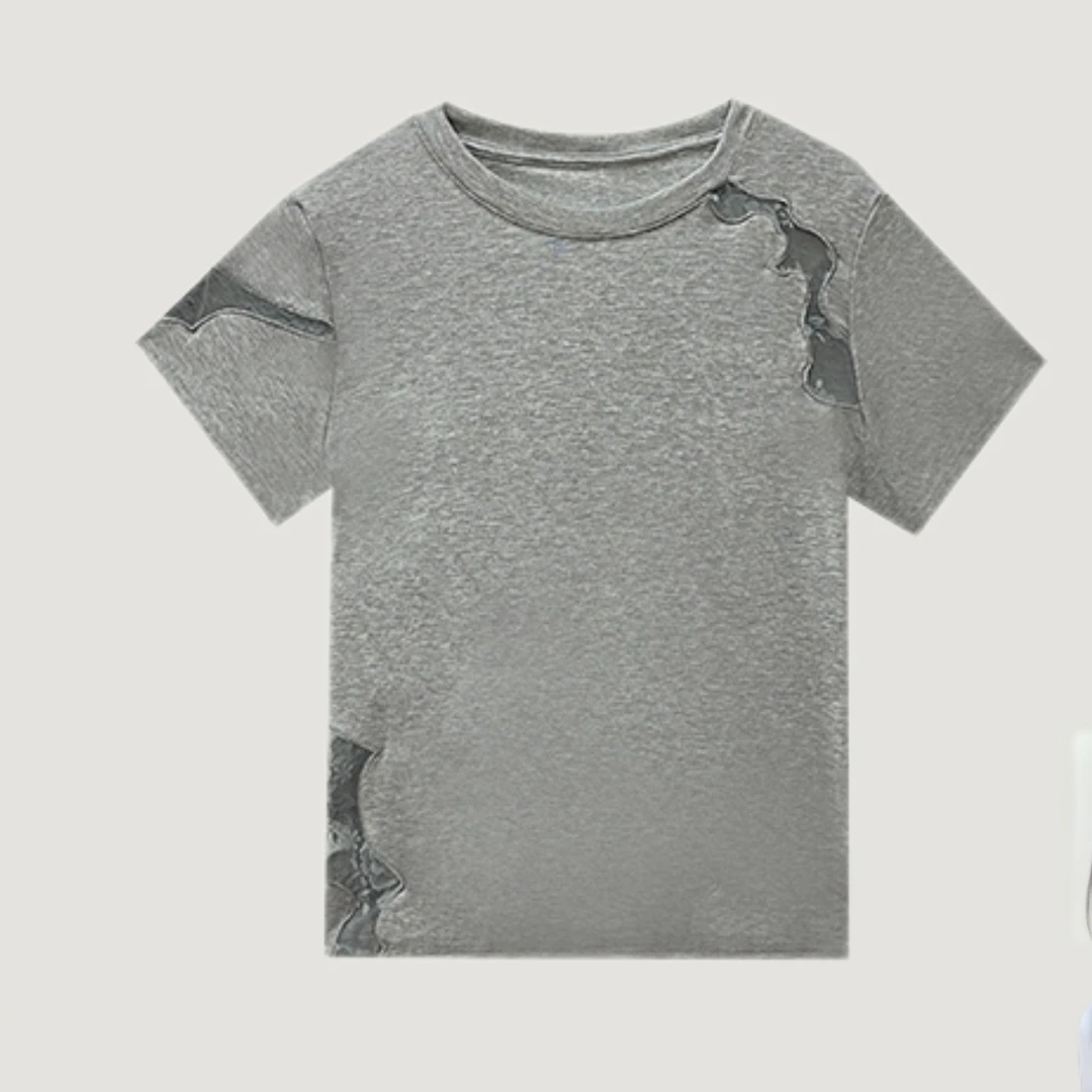 2025年夏季新款设计感镂空休闲百搭T恤真尤美