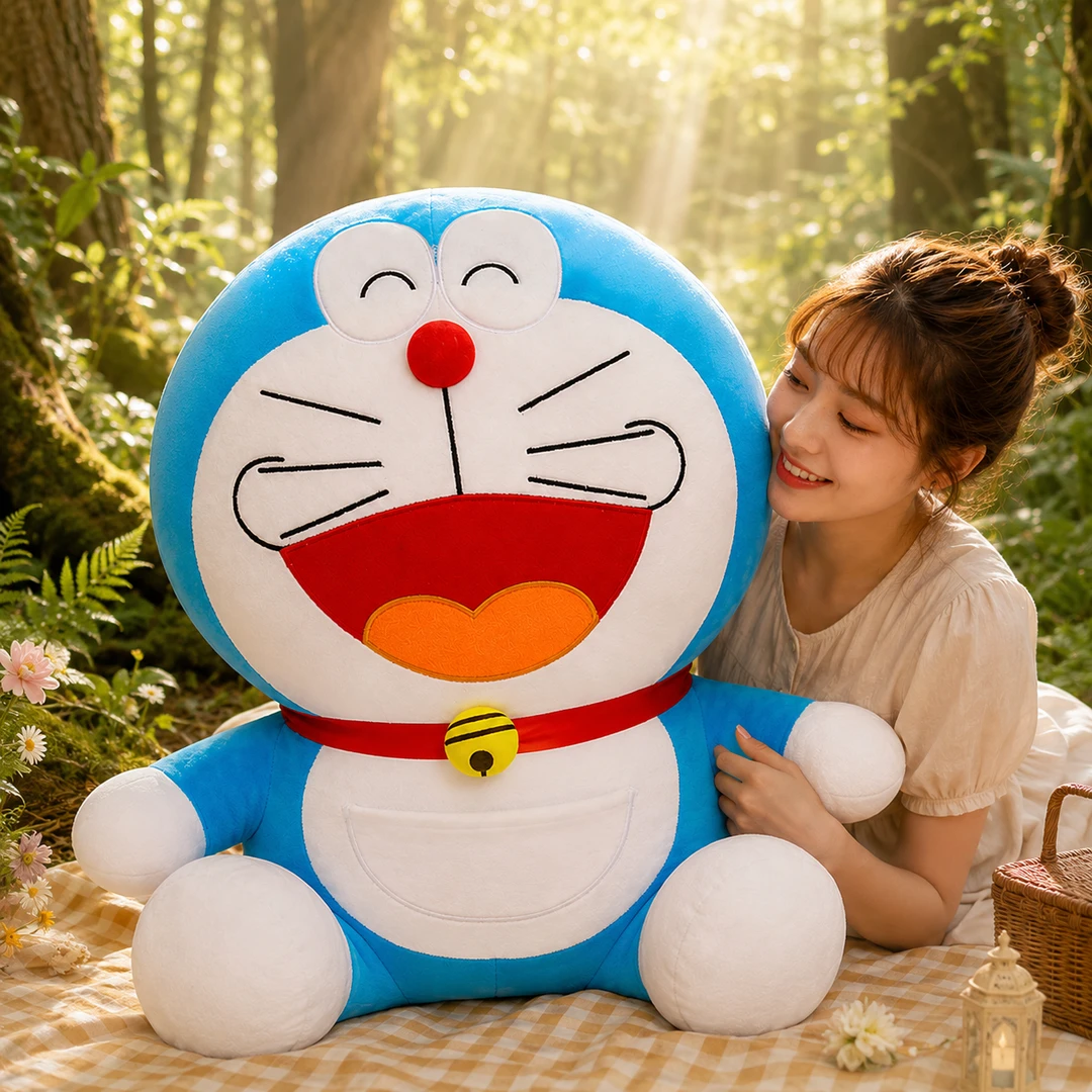 正版【机器猫】蓝胖子毛绒玩具叮当猫抱枕玩偶七夕情人节生日礼物