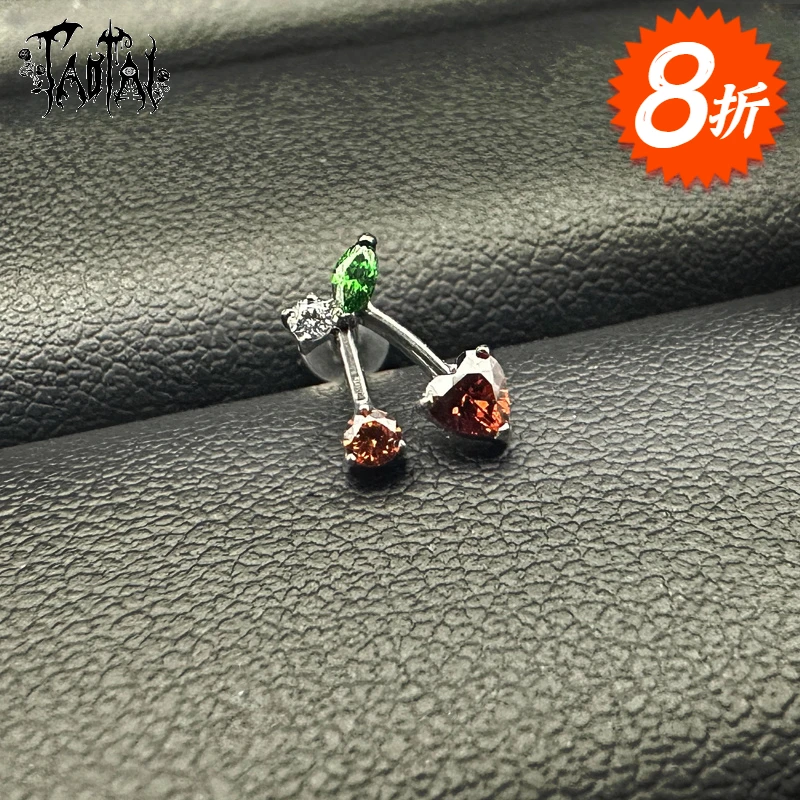 合金耳饰 钛合金樱桃钻耳骨钉耳蜗钉耳环养耳洞时尚气质爆闪超仙