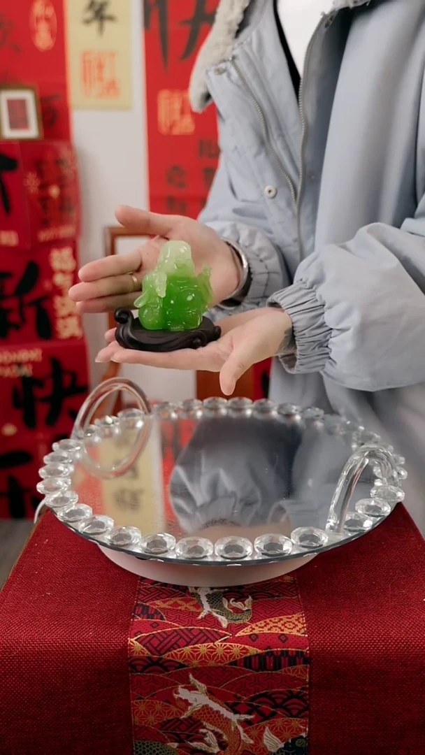 【闪购商品】琉璃玉质感蓝色弥勒佛摆件