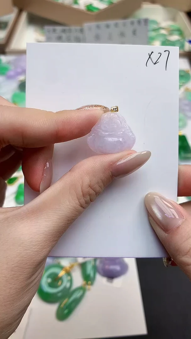 颈饰18K金镶嵌翡翠天然缅甸A货翡翠