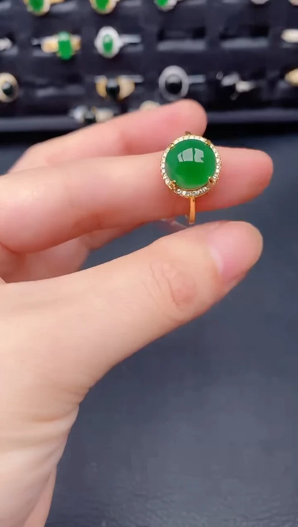 银S925镶嵌戒指翡翠天然a货翡翠75