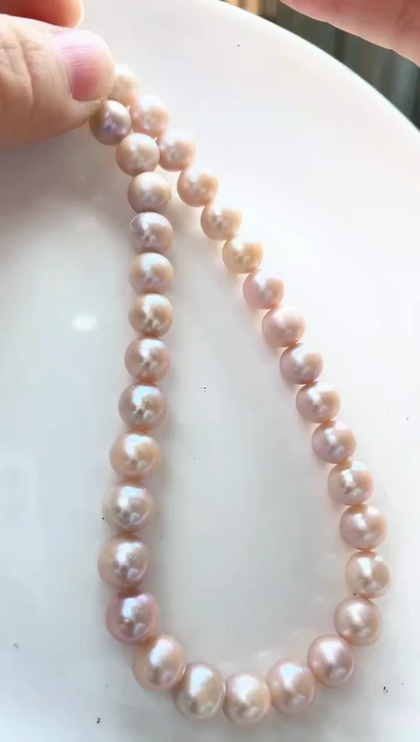 项链未镶嵌淡水珍珠399 无9mm粉色系全珠项链